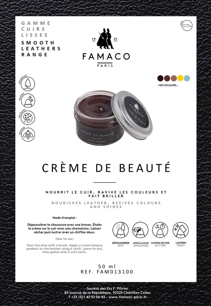 Crème de soin pour cuir Rouge Vif – Nourrit, ravive &amp; fait briller - Accessoires - Chaussuresraoul - orthopédique - semelles - chaussures - Famaco